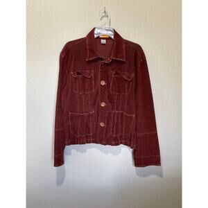 Women’s Tulle Anthropologie Jacket Brown Corduroy Stretch Fitted Blazer size 2XL